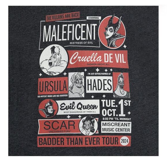 Disney Parks Villains Concert Tour Tee For Adults sz L - Picture 4 of 4